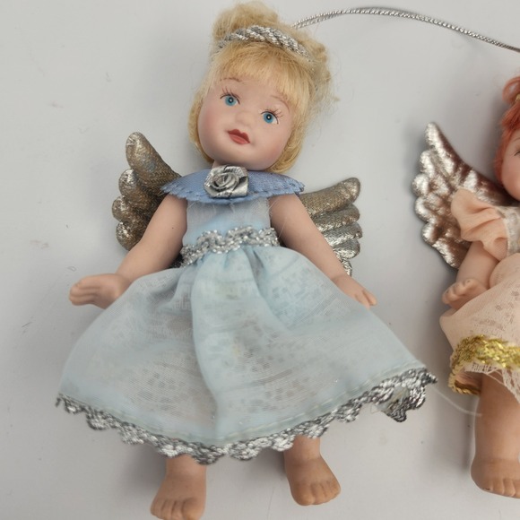 Vintage Porcelain Doll Figure Angel Set Ornaments,‎ 3 Ornaments - Picture 10 of 11